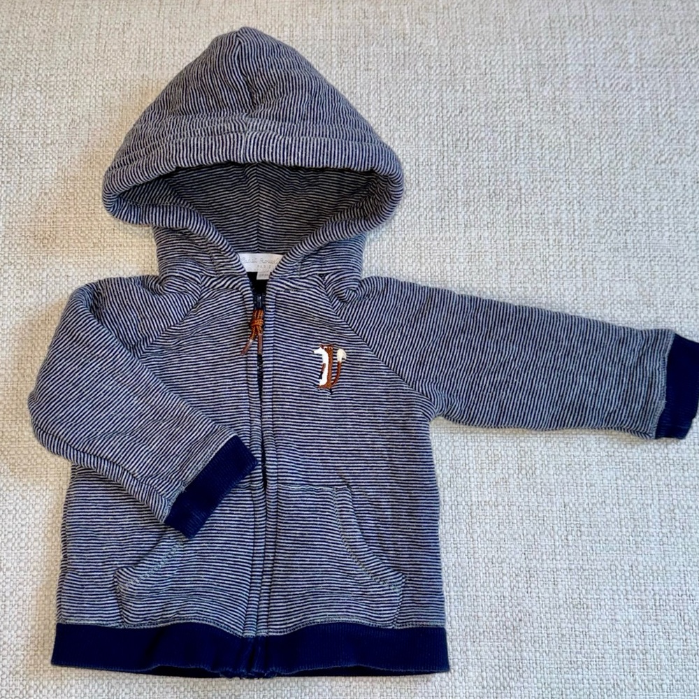 Cadet Rousselle Paris Striped Zipup Hoodie with Fox Motif